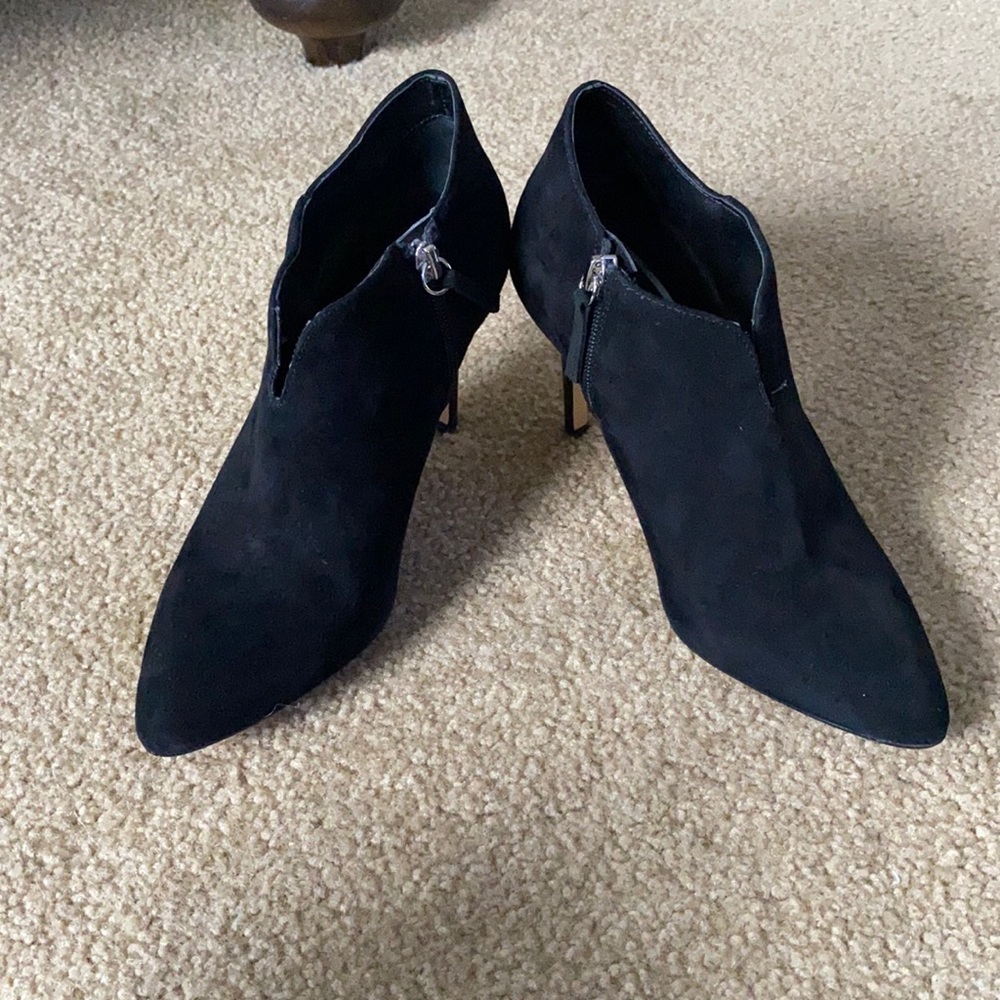 Black Suede Booties with working zippers